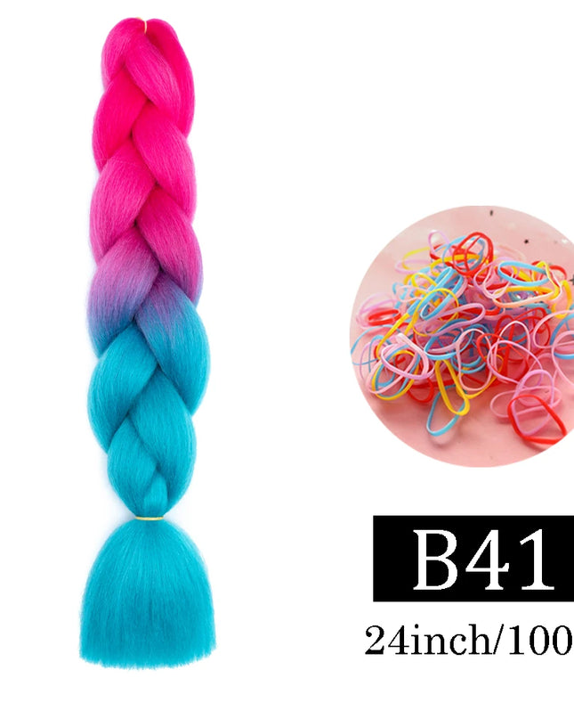 24 Inch Jumbo Braids Extensions Synthetic Braiding Hair Afro Ombre Color kanekalon Hair for Children Braid
