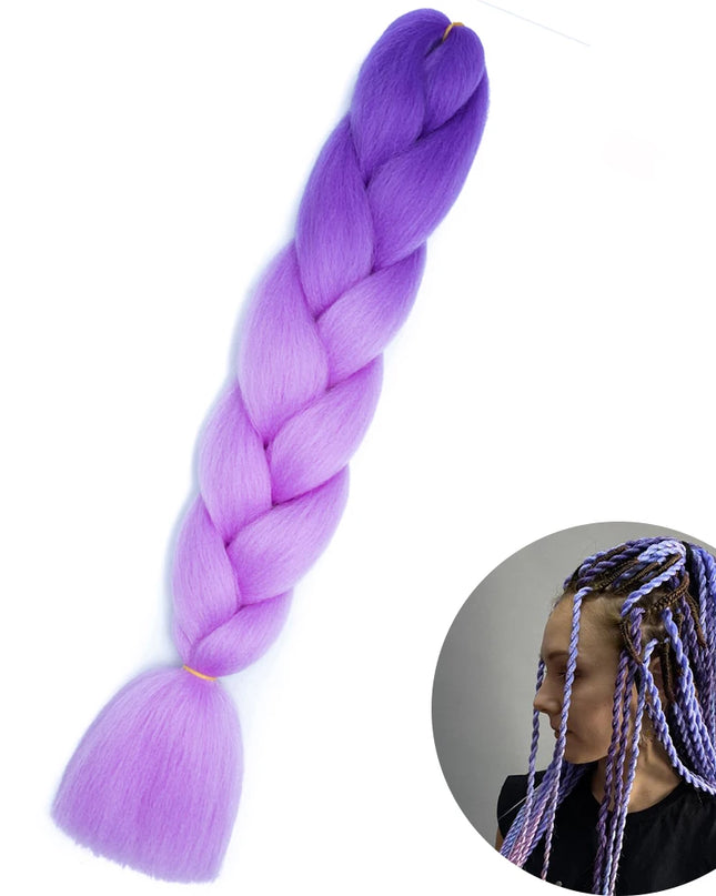 24" Synthetic Yaki Braids Hair kanekalon Ombre Braiding Hair Jumbo Braid Hair Extension For Women Hundreds of colors DIY Hair