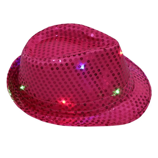 New Colorful Led Luminous Jazz Hat Party Carnival Light Up Sequin Hat Adult Glitter Festival Dress Up Cap For Men Women