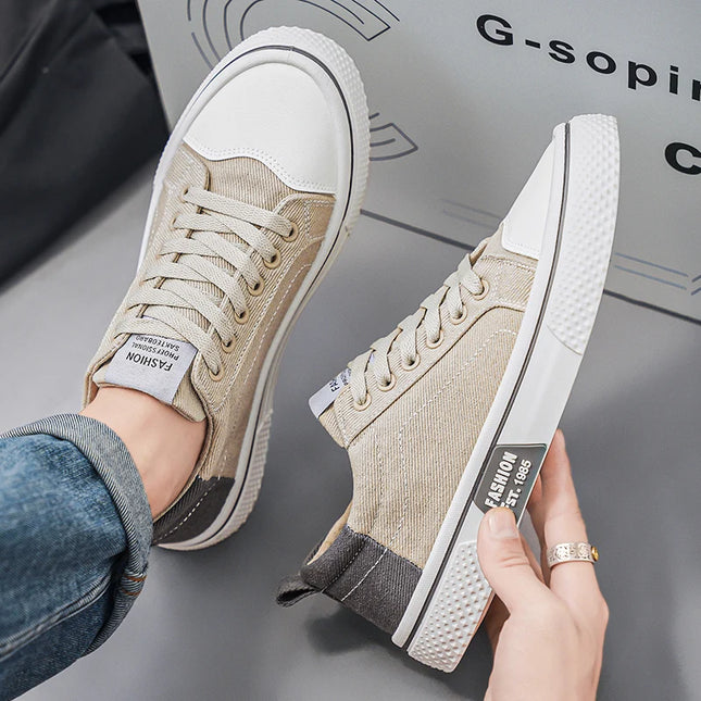 2025 Men's Canvas Shoes Outdoor Fashion Skateboard Shoes for Men Comfor Non-Slip Casual Sneakers Breathable Men Walking Shoes