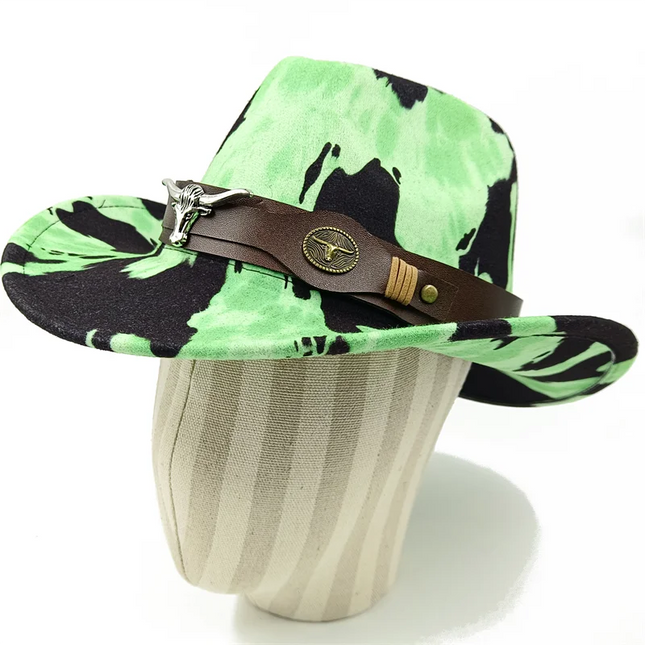 2021 cowboy hat jazz cow pattern curved edge monochrome knight felt hat for men and women with big eaves шапка мужская