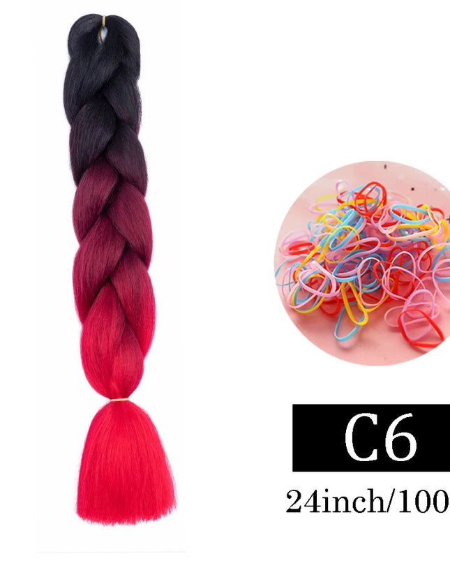 24 Inch Jumbo Braids Extensions Synthetic Braiding Hair Afro Ombre Color kanekalon Hair for Children Braid