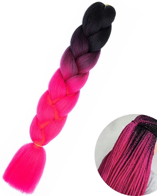 24" Synthetic Yaki Braids Hair kanekalon Ombre Braiding Hair Jumbo Braid Hair Extension For Women Hundreds of colors DIY Hair