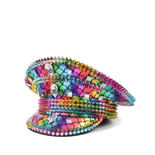 Women Wedding Bride Hat Queen Luxury Rhinestone Hat Punk Rivet Acrylic Gemstone Hat Hen Festival Birthday party Hat