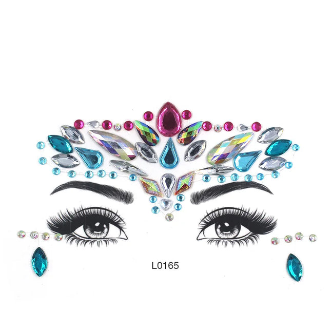 3D Sexy Face Tattoo Crystal Stickers Temporary Tattoos Glitter Fake Tattoo Rhinestones Masquerade Women Party Face Jewels Tattoo
