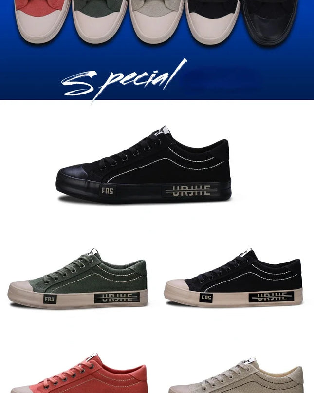 2024 New Men Canvas Shoes Breathable Outdoor Mens Casual Shoes Comfortable Spring Autumn Cloth Flat Shoes Black Walking Sneakers