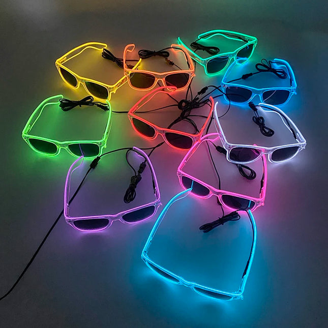 1PC Light Up LED Glasses Glow Sunglasses EL Wire Neon Glasses Glow in The Dark Party Supplies Neon Party Favors for Kids Adults