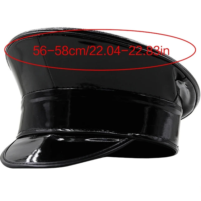 Shimmering Captain Hat for Adult Glitter PatentLeather Cap for Bachelorette Party Music Festival Carnivals Costume Hat