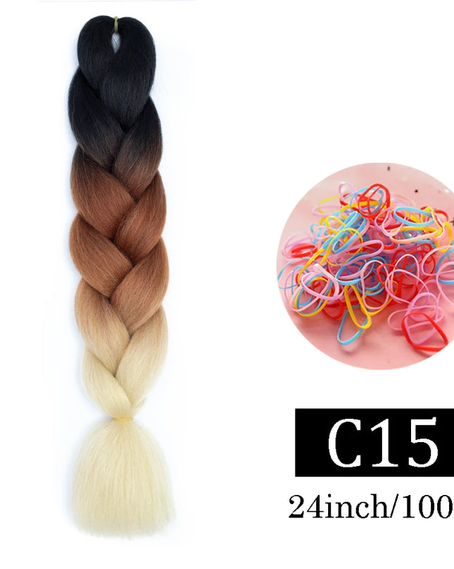 24 Inch Jumbo Braids Extensions Synthetic Braiding Hair Afro Ombre Color kanekalon Hair for Children Braid