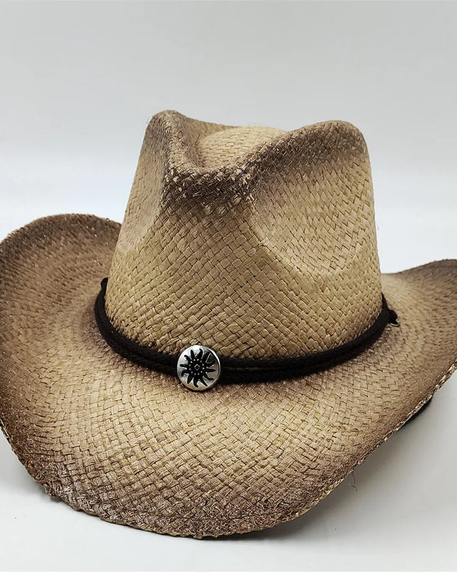 Army Green Camo Cowboy Hat Straw Hat Star Jazz Straw Hat Panama Paper Grass Western United States Cowboy Hat Fashion Travel