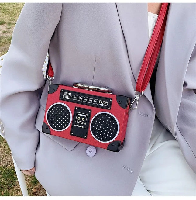 3 Color Vintage Versatile Creative Radio Unisex Satchel Metal Punk Shoulder Bag Nostalgia Small Square Bag for women men grils