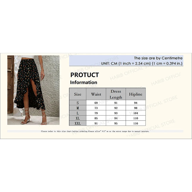 2024 Women's Ruffle Edge Irregular Half skirt Elegant and Elegant Hanging Dress Fashionable Summer New Midi Floral Print Beach