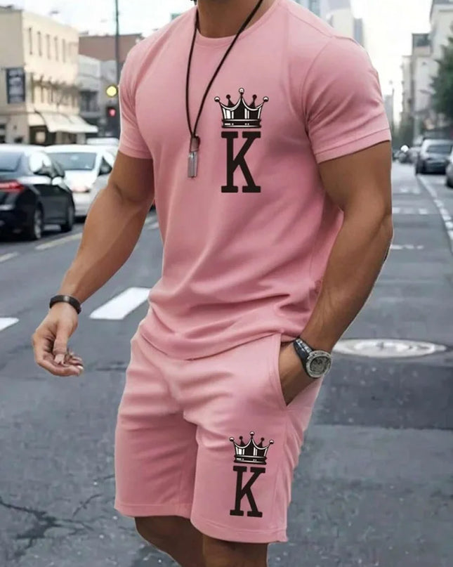2 Piece Set Summer Men's Daily T-shirt And Beach Shorts Set Outdoor Casual Men's Short Sleeves Street Style Men's Shorts