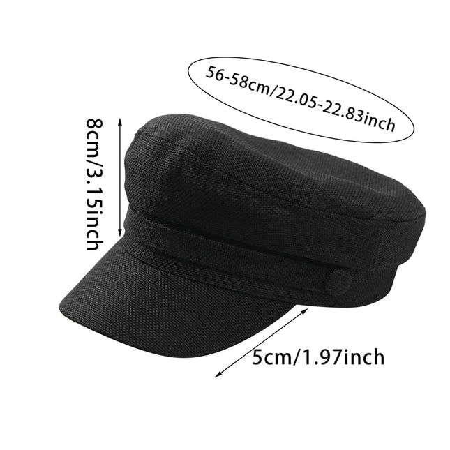 Fashion Women Men Military Hat Spring Autumn Sailor Hats Black Ladies Beret Caps Flat Top Captain Cap Travel Cadet Octagonal Hat