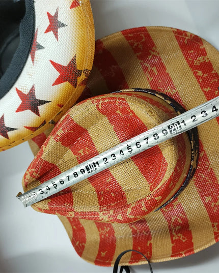 Army Green Camo Cowboy Hat Straw Hat Star Jazz Straw Hat Panama Paper Grass Western United States Cowboy Hat Fashion Travel