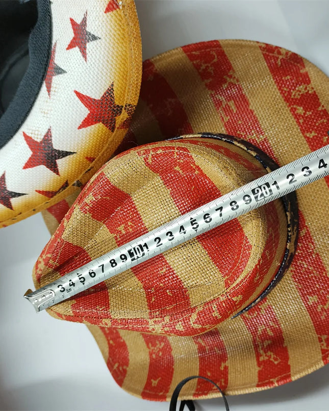 Army Green Camo Cowboy Hat Straw Hat Star Jazz Straw Hat Panama Paper Grass Western United States Cowboy Hat Fashion Travel