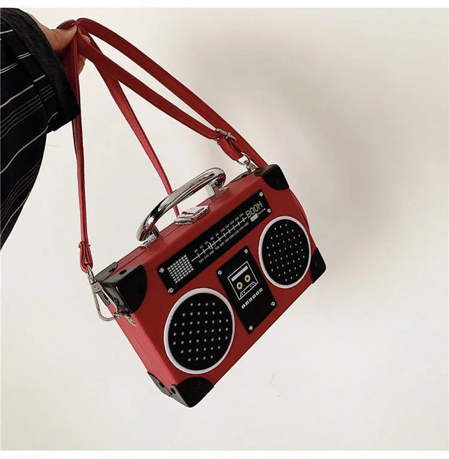 3 Color Vintage Versatile Creative Radio Unisex Satchel Metal Punk Shoulder Bag Nostalgia Small Square Bag for women men grils