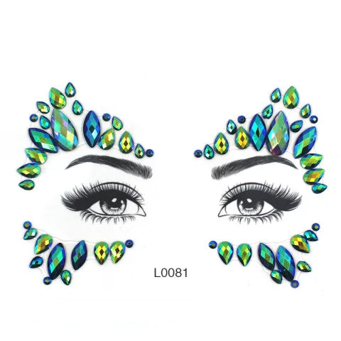 3D Sexy Face Tattoo Crystal Stickers Temporary Tattoos Glitter Fake Tattoo Rhinestones Masquerade Women Party Face Jewels Tattoo