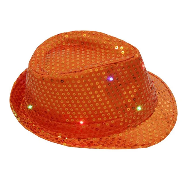New Colorful Led Luminous Jazz Hat Party Carnival Light Up Sequin Hat Adult Glitter Festival Dress Up Cap For Men Women