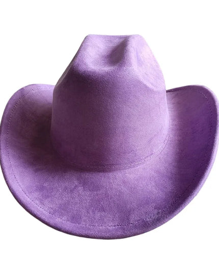 Classic Suede Leather 7.5CM Western Cowboy Women's Fedora Hat Men's Church Jazz Hat Fashion Travel Party Hat Denim Hat 2024