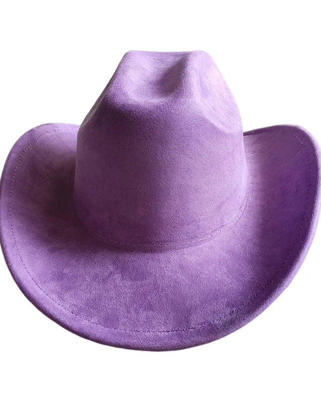 Classic Suede Leather 7.5CM Western Cowboy Women's Fedora Hat Men's Church Jazz Hat Fashion Travel Party Hat Denim Hat 2024