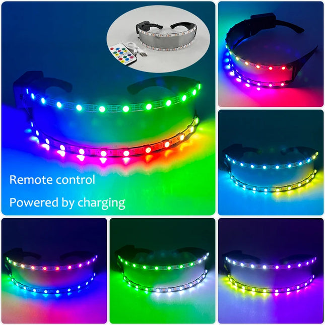1Set Luminous Glasses Remote Control LED Glasses With Gloves Men Women Party Performence Props Glowing Glasses Festival Supplies