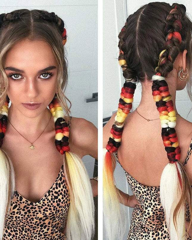24" Synthetic Yaki Braids Hair kanekalon Ombre Braiding Hair Jumbo Braid Hair Extension For Women Hundreds of colors DIY Hair