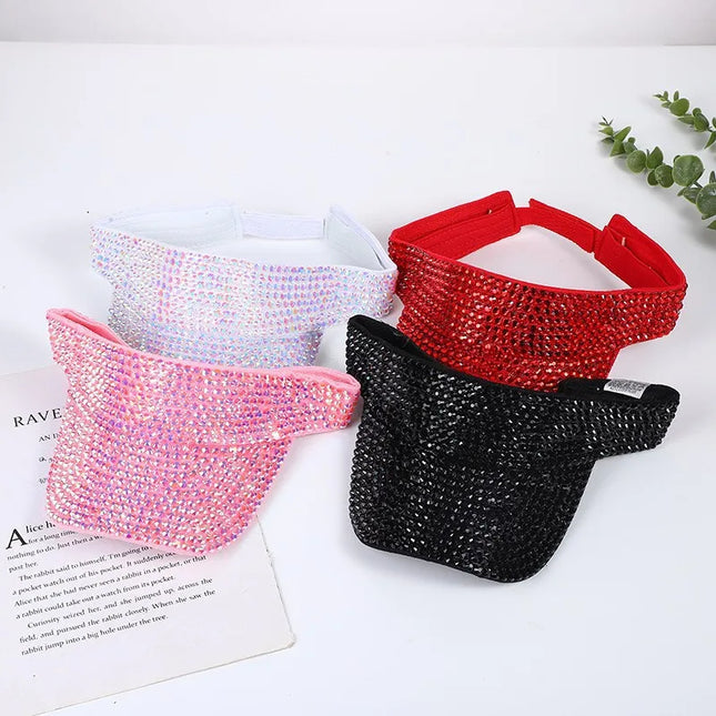 Women Rhinestone Hollow Top Hat Casual Sun Visor Summer Spring Fashion Versatile Diamond-embedded Personalized Baseball Cap