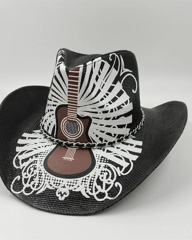 Army Green Camo Cowboy Hat Straw Hat Star Jazz Straw Hat Panama Paper Grass Western United States Cowboy Hat Fashion Travel