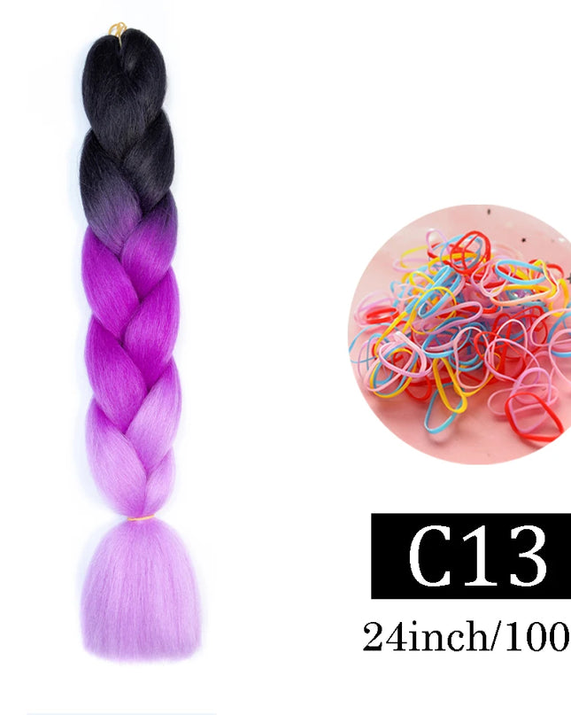 24 Inch Jumbo Braids Extensions Synthetic Braiding Hair Afro Ombre Color kanekalon Hair for Children Braid