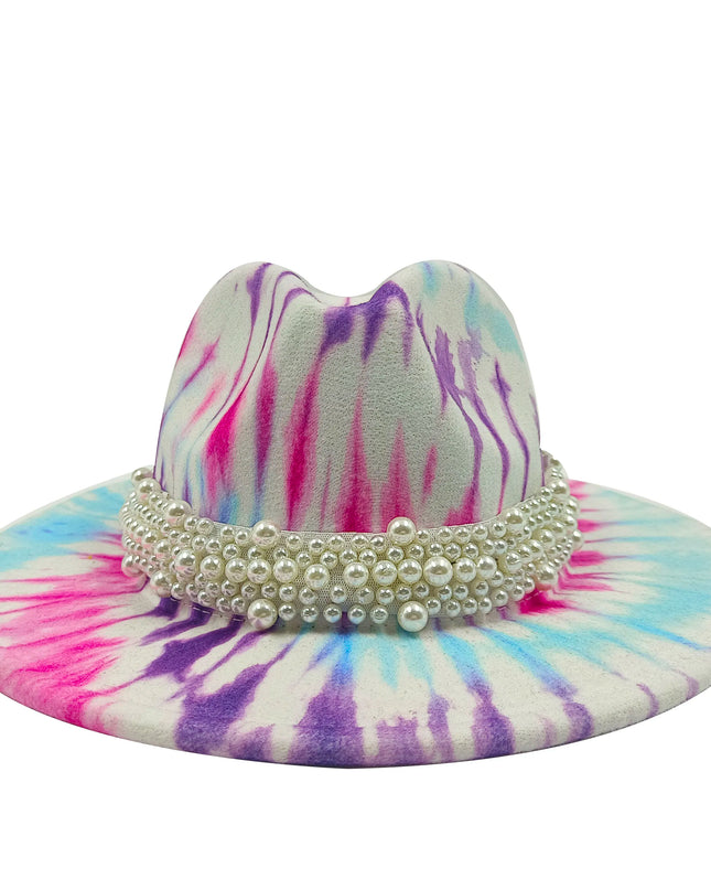 bulk price fedora hat for women Tie dyed hat   3d painted felt hat party hat model photo wide brim panama cap unisex cap