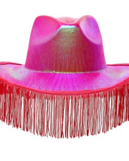 Rhinestones Tassels Hat for Women Teens Girl Breathable Wide Brim BeachSun Hat Music Festival Hat Bachelorette Party Cap