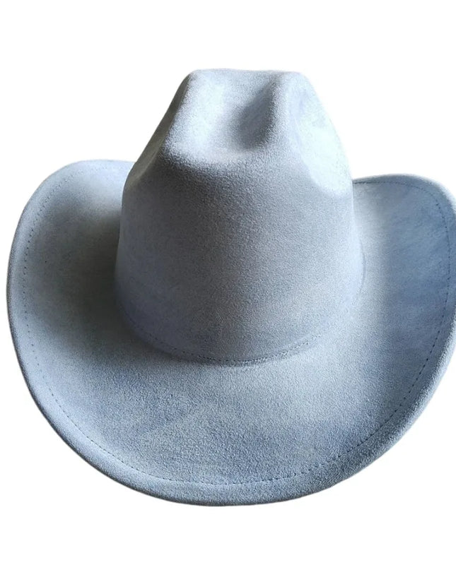 Classic Suede Leather 7.5CM Western Cowboy Women's Fedora Hat Men's Church Jazz Hat Fashion Travel Party Hat Denim Hat 2024