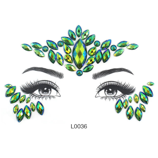 3D Sexy Face Tattoo Crystal Stickers Temporary Tattoos Glitter Fake Tattoo Rhinestones Masquerade Women Party Face Jewels Tattoo