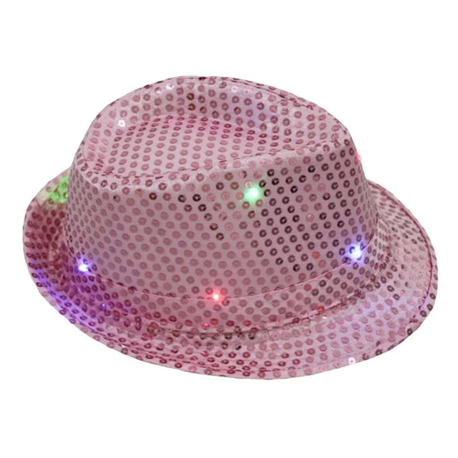 New Colorful Led Luminous Jazz Hat Party Carnival Light Up Sequin Hat Adult Glitter Festival Dress Up Cap For Men Women
