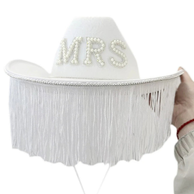 Rhinestones Tassels Hat for Women Teens Girl Breathable Wide Brim BeachSun Hat Music Festival Hat Bachelorette Party Cap