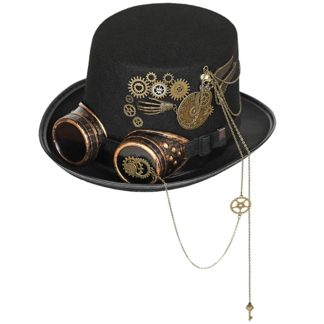 Steampunk Top Hat For Men With Goggles Gay Jazz Hat Bowler Top Hat gay top hat Gay Party Costume Carnival Nightclub