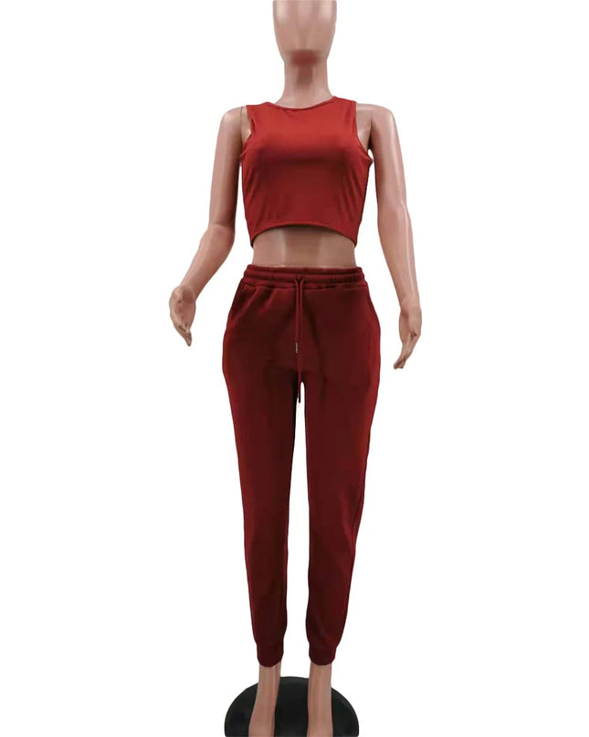 3pcs Women's Clothing Set Fleece-lined Hooded Sweater &Sleeveless Tank Top & Sports Sweatpants Pants