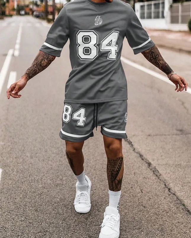 2 Piece Set Summer Men's Daily T-shirt And Beach Shorts Set Outdoor Casual Men's Short Sleeves Street Style Men's Shorts