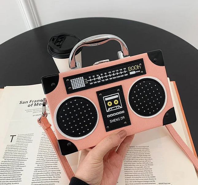 3 Color Vintage Versatile Creative Radio Unisex Satchel Metal Punk Shoulder Bag Nostalgia Small Square Bag for women men grils
