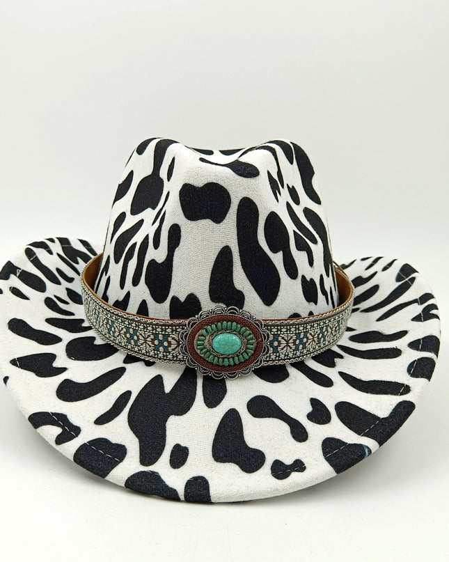 2021 cowboy hat jazz cow pattern curved edge monochrome knight felt hat for men and women with big eaves шапка мужская