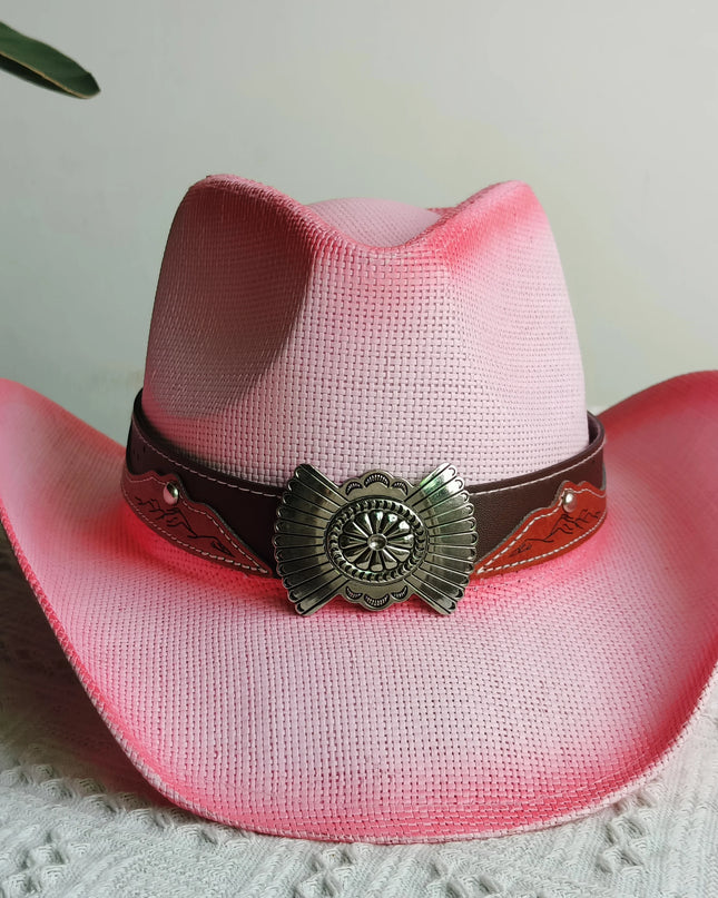 Hand-painted Western Cowboy hat Bronze green hat for men women Large Brim stiff straw hat summer sombrero vaquero hombreковбойс