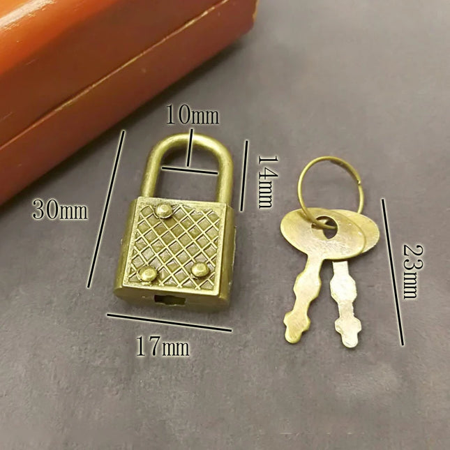 1SET Mini Retro Padlock for Notepad Diary Small Luggage Box Lock With Keys Zinc Alloy Suitcase Locker Hardware Set