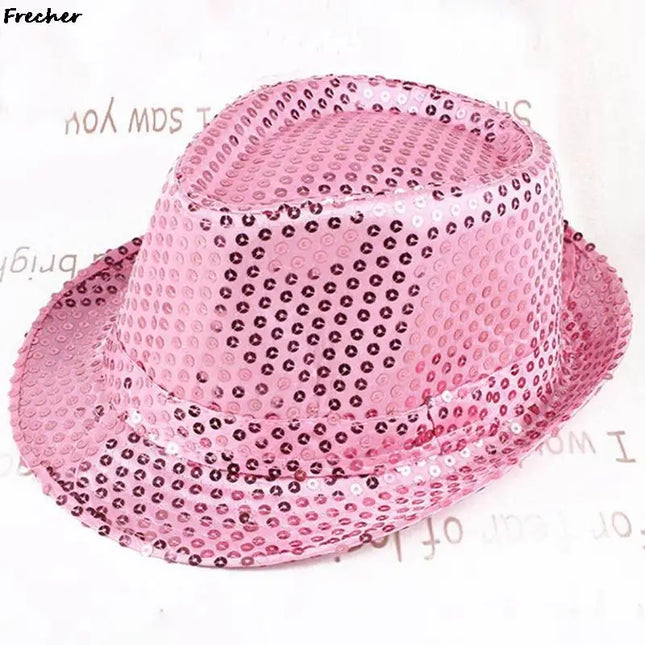 Dance Show Party Jazz Hat Glitter Sequins Cowboy Caps Fashion Role Play Prop Performance Costume Women Men Beading Hats Fedoras