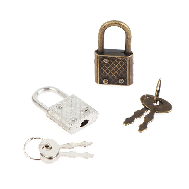 1SET Mini Retro Padlock for Notepad Diary Small Luggage Box Lock With Keys Zinc Alloy Suitcase Locker Hardware Set