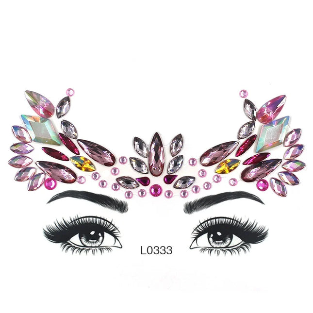 3D Sexy Face Tattoo Crystal Stickers Temporary Tattoos Glitter Fake Tattoo Rhinestones Masquerade Women Party Face Jewels Tattoo