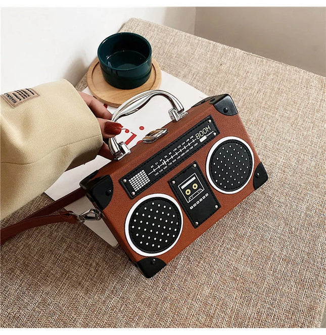 3 Color Vintage Versatile Creative Radio Unisex Satchel Metal Punk Shoulder Bag Nostalgia Small Square Bag for women men grils