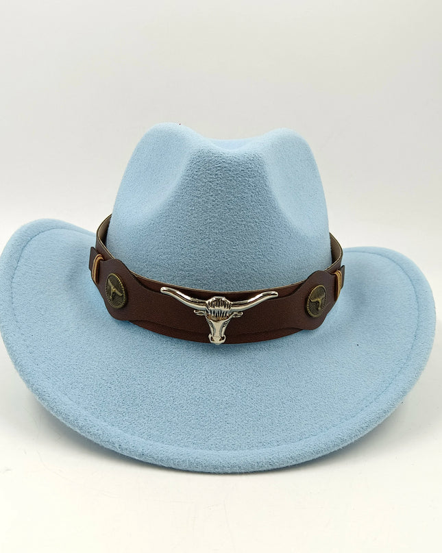 2021 cowboy hat jazz cow pattern curved edge monochrome knight felt hat for men and women with big eaves шапка мужская