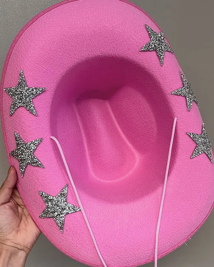 Western Cowboy Hat Bride Letter Stars Letter Western Cowboy Hat Diamond Tiara Cowgirl Cap Costume Cosplay Party Play Dress Up