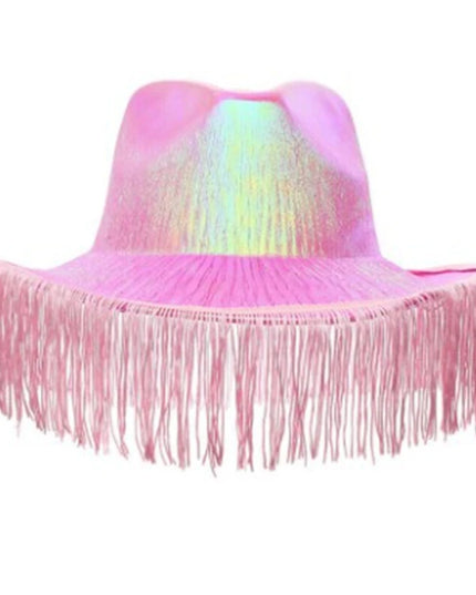 Rhinestones Tassels Hat for Women Teens Girl Breathable Wide Brim BeachSun Hat Music Festival Hat Bachelorette Party Cap